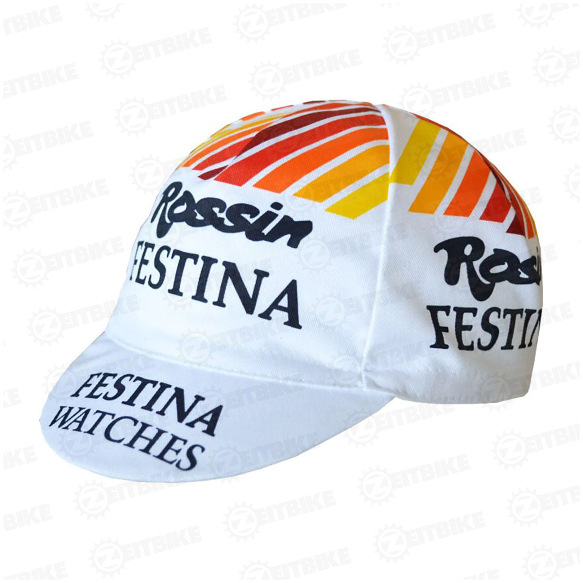 ZEITBIKE - Vintage Cycling Cap - Festina Rossin | Anti Sweat Caps | for Stand Alone or Under Helmet | Team Jersey Cap Outdoor Cap