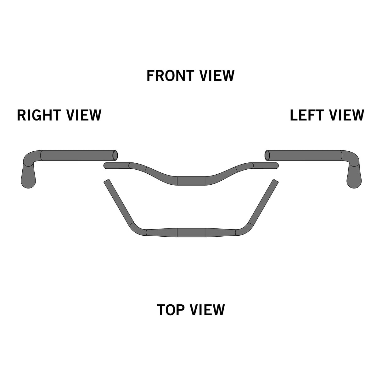 Ergotec Handlebar Moon Cruiser (31.8, GW610, GL180, GH53, 60° | Black Sandblasted | AL6061 T6, DB:1.7-2.5-1.7)