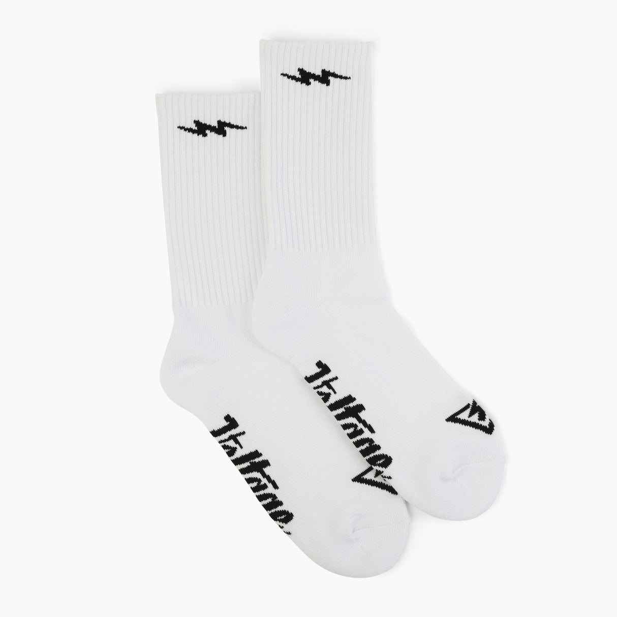 Pure White Grinder Lucky Cotton Crew Socks