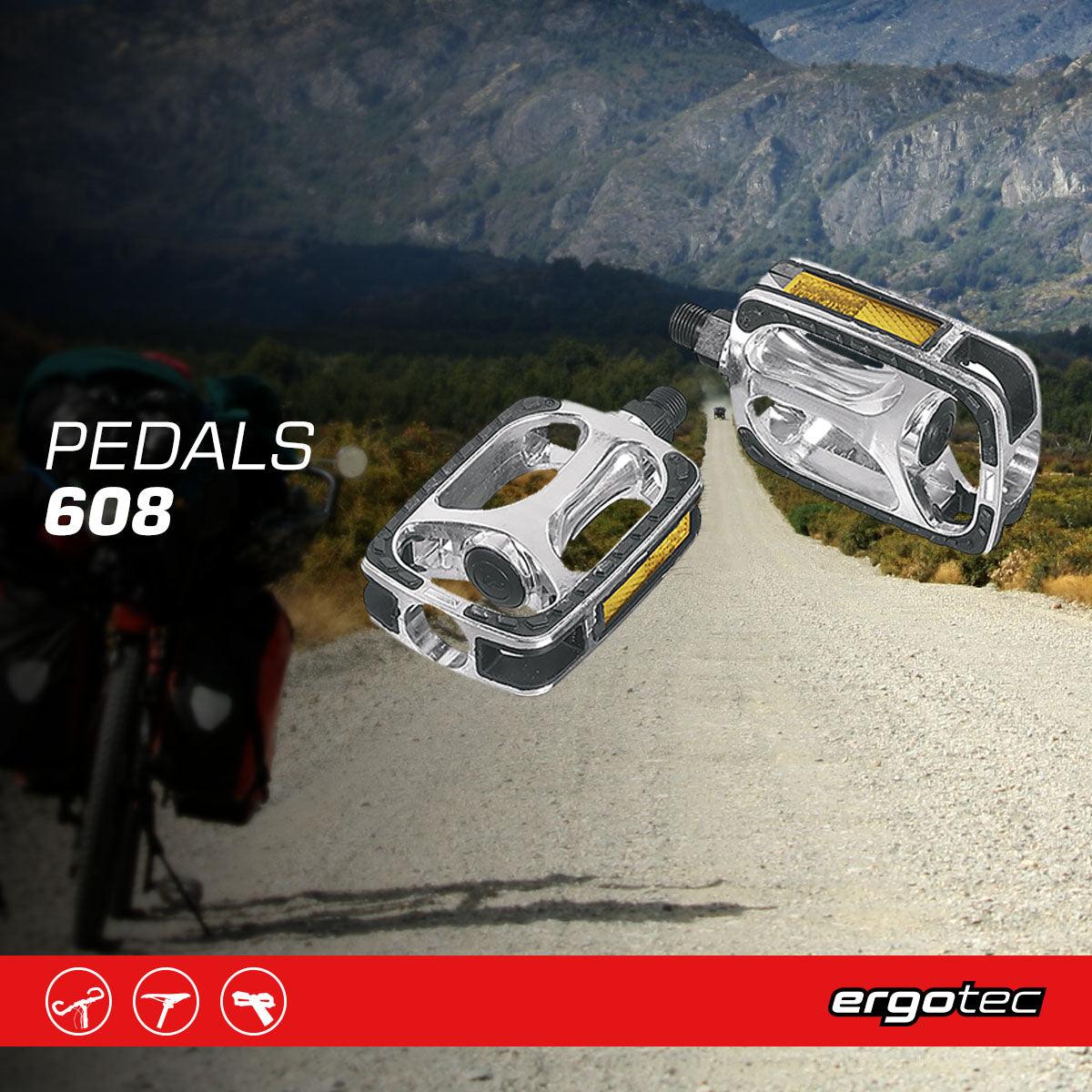 Ergotec - Pedals 608 (9/16 with Reflector | Silver)