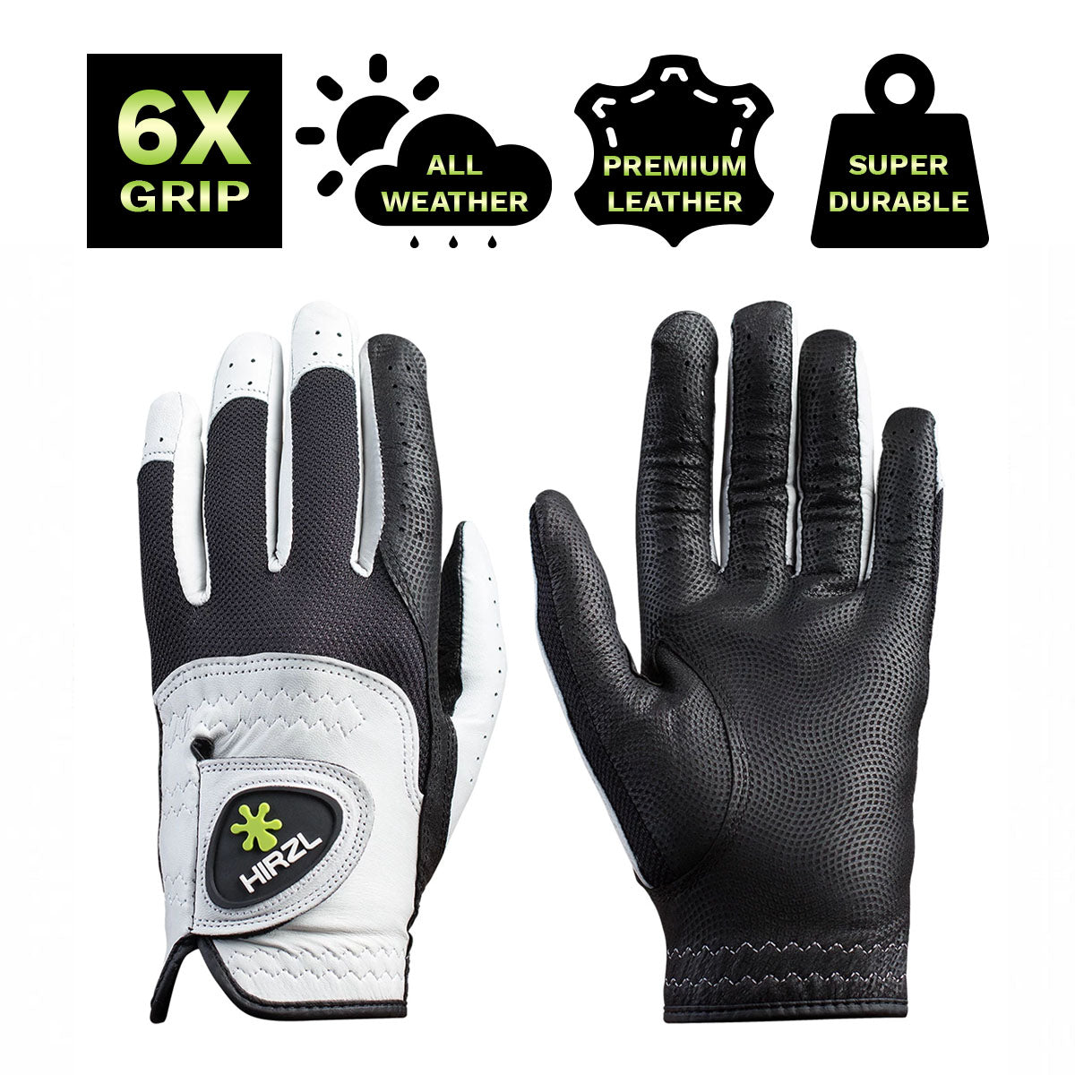 HIRZL Trust Control 2.0 - Golf Gloves - White / Black (Buy 2, Get 10% off)