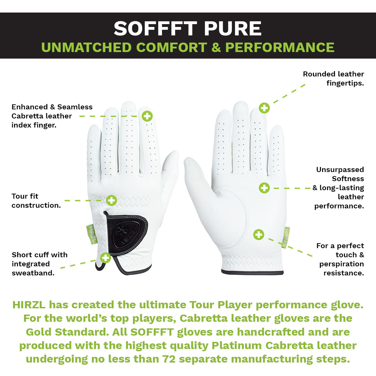 HIRZL SOFFFT Pure - Golf Gloves - WHITE (Buy 2, Get 10% off)