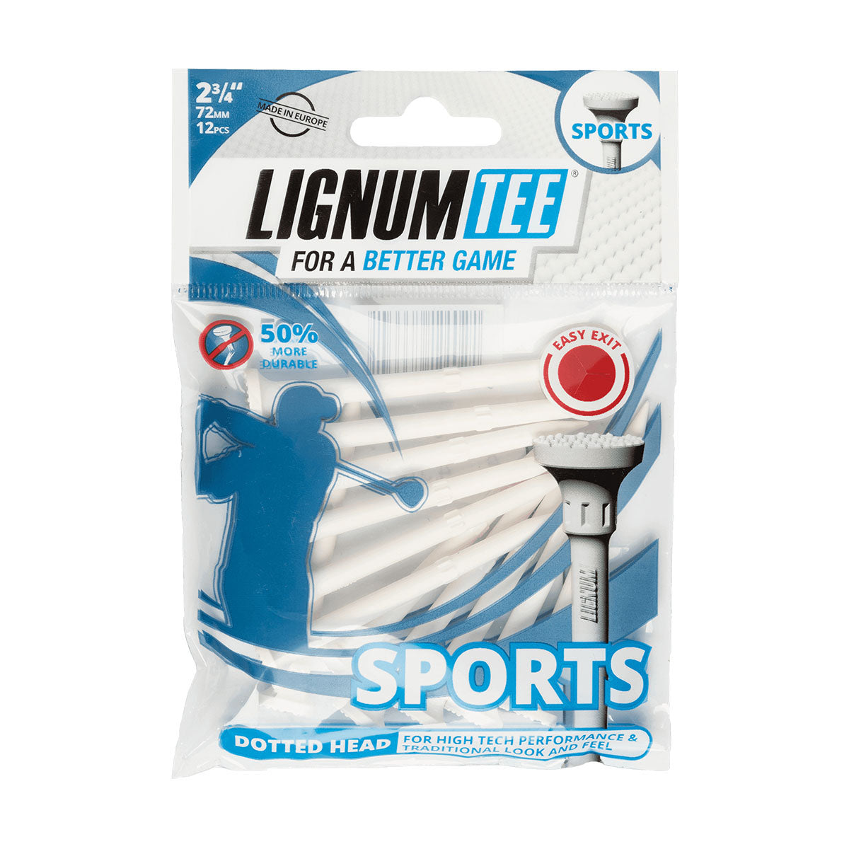 Lignum Tee - Sport Golf Tees - 2.75" (72mm) - White - 12pcs/bag