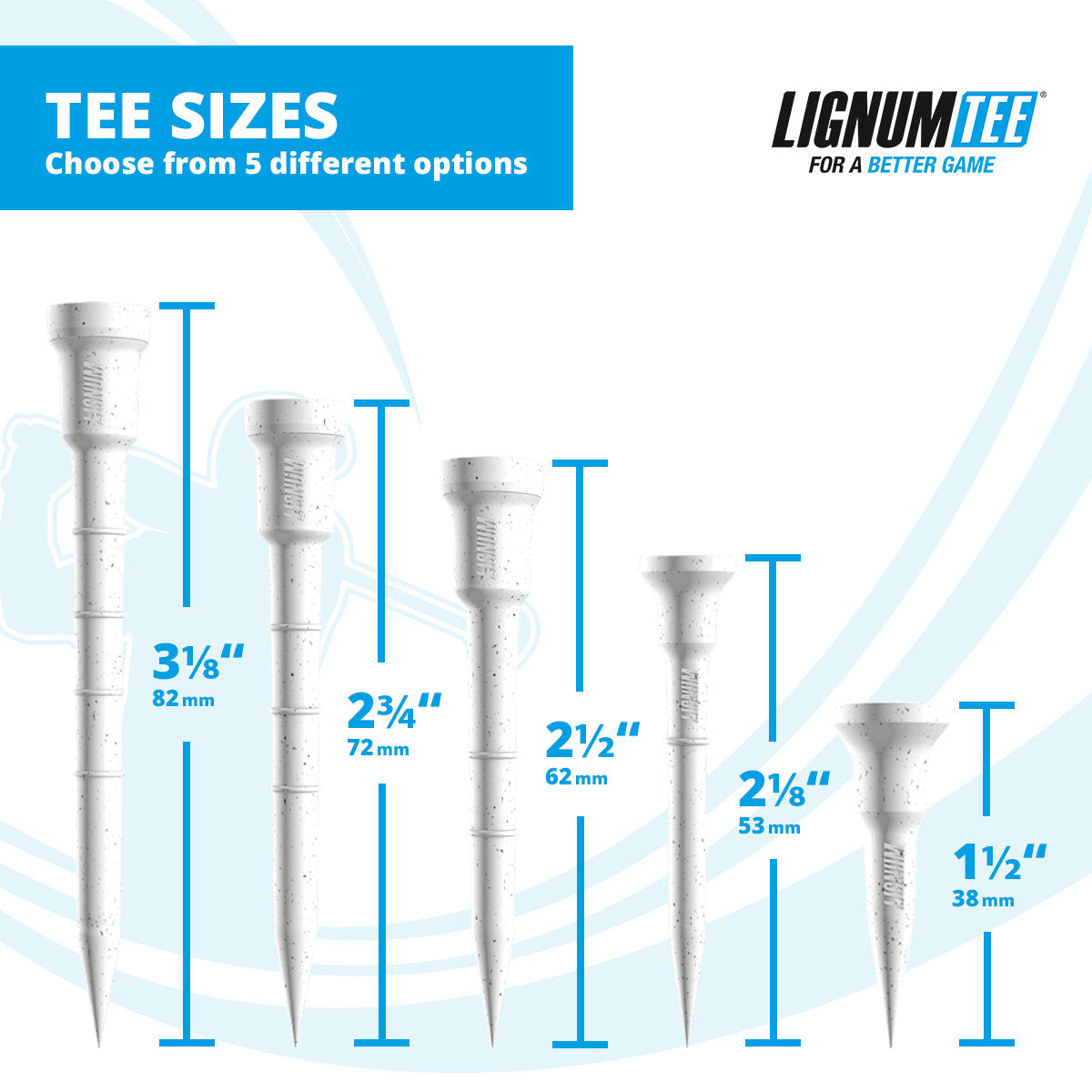Lignum Tee - Sport Golf Tees - 2.75" (72mm) - White - 12pcs/bag