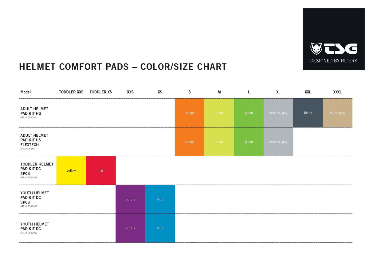 TSG - Adult Helmet Pad Kit HS
