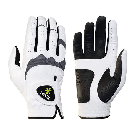HIRZL Trust Hybrid - Golf Gloves - White / Black (Buy 3 FREE SHIP)