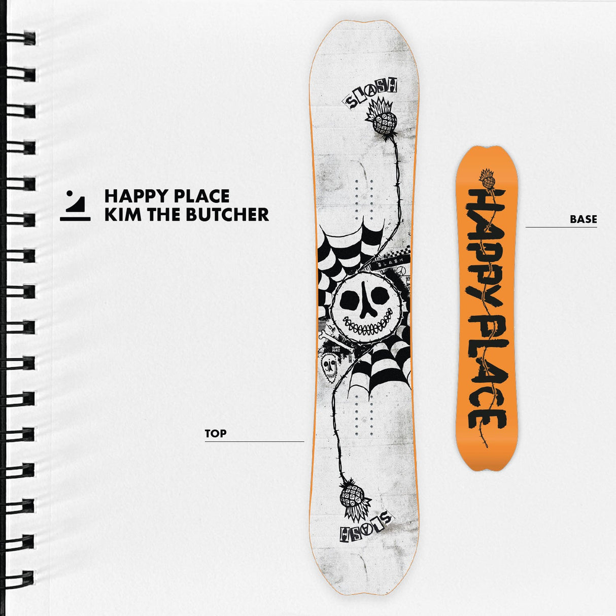 Slash by GiGi -  HAPPY PLACE Hybrid Camber Snowboard - Kim the Butcher (Design Drop)