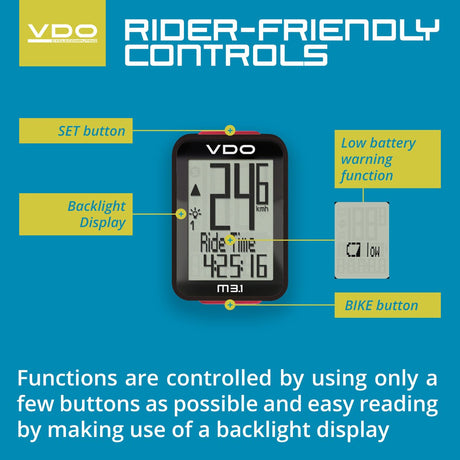 VDO Bicycle Computer M3.1 (wireless) bundle w/ cadence