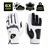 HIRZL Trust Hybrid - Golf Gloves - White / Black (Buy 3 FREE SHIP)