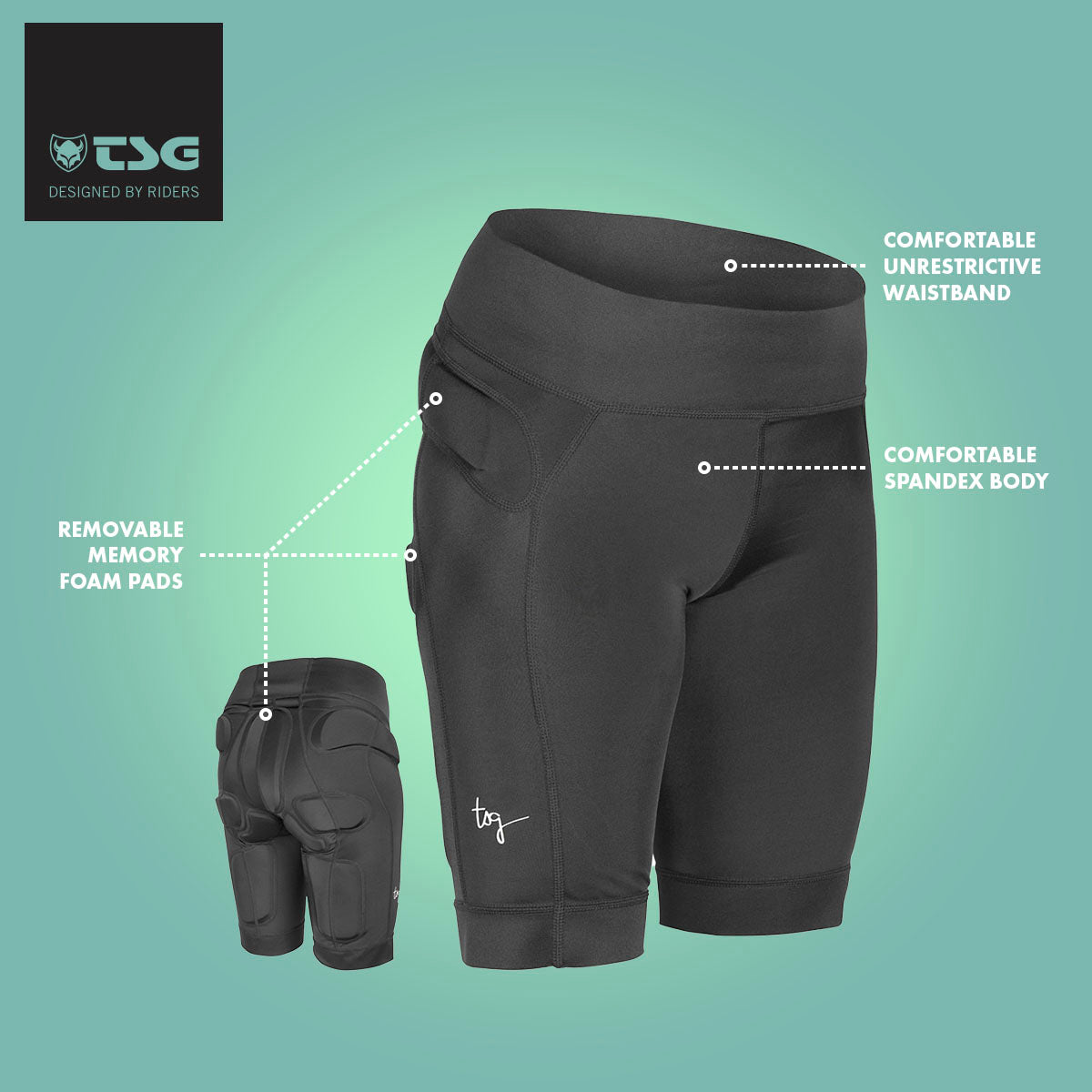 TSG -  Protective Shorts for Women- Crash Pant Carna - Black