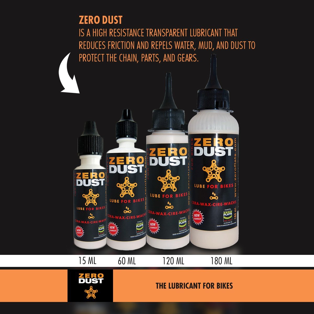 ZeroDust Chain Lube (180 ml - dosage for workshop or competition) - Action Emporium